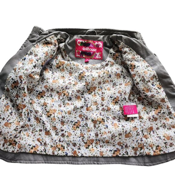 Dollhouse Girls Gray Faux Leather Ruffle Trim Jacket Stylish Dressy - Picture 3 of 8